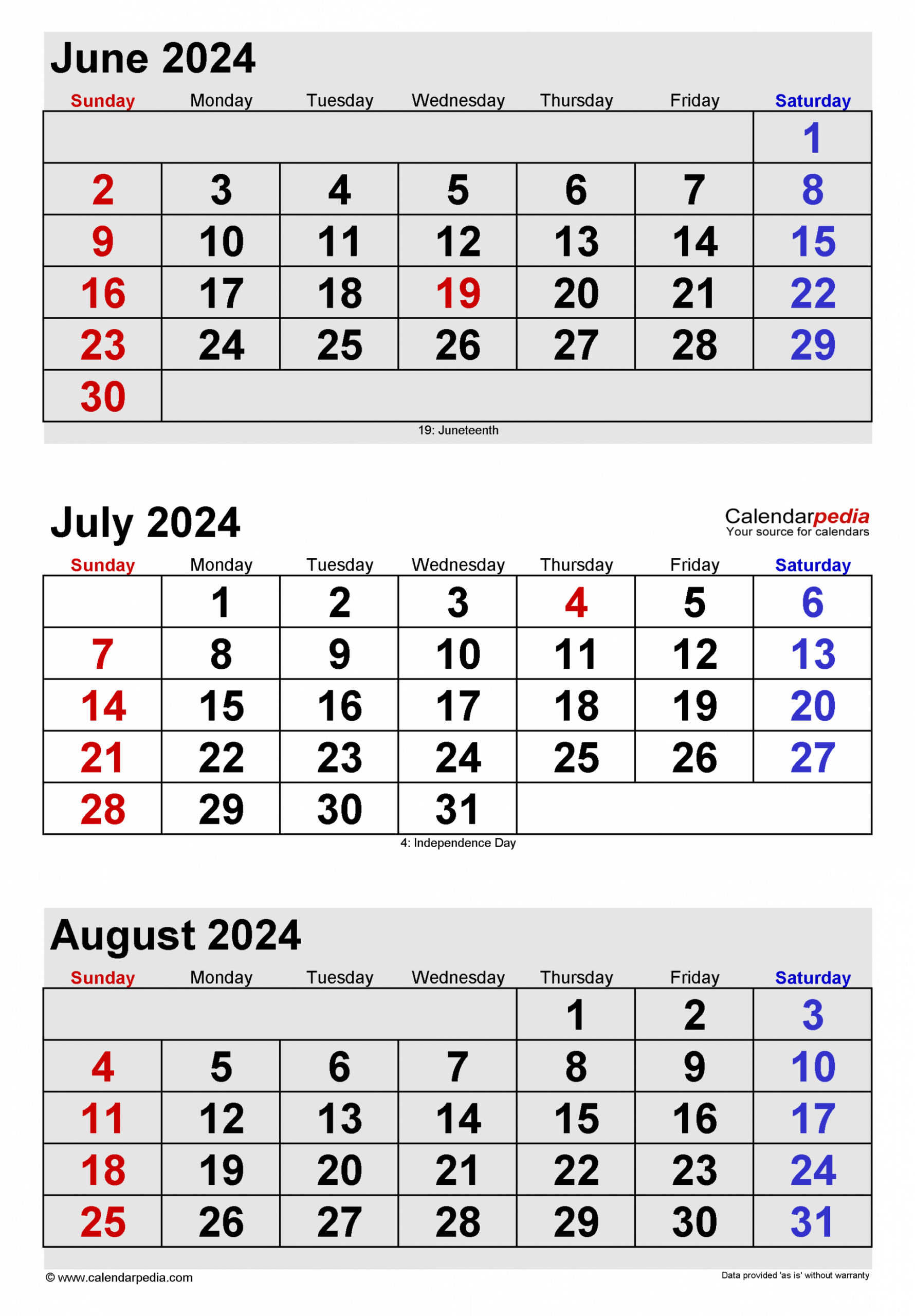 June-July-August Calendar 2024 In 2024 | August Calendar, Calendar for June-July-August Calendar 2024