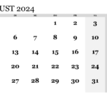 Kalender August 2024 Zum Ausdrucken (Pdf, Xls, Png) With Calender August 2024