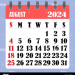 Letter Calendar For August 2024. The Week Begins On Sunday. Time Inside 123 Calendar August 2024