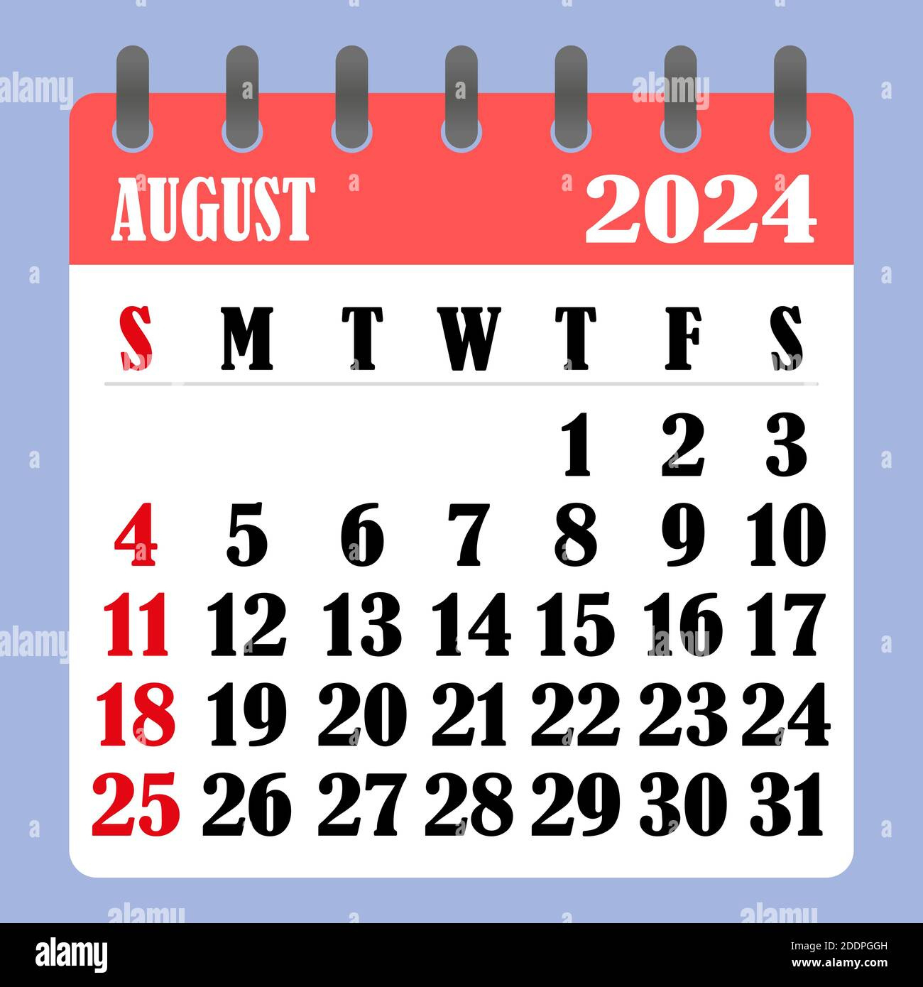 Letter Calendar For August 2024. The Week Begins On Sunday. Time inside 123 Calendar August 2024