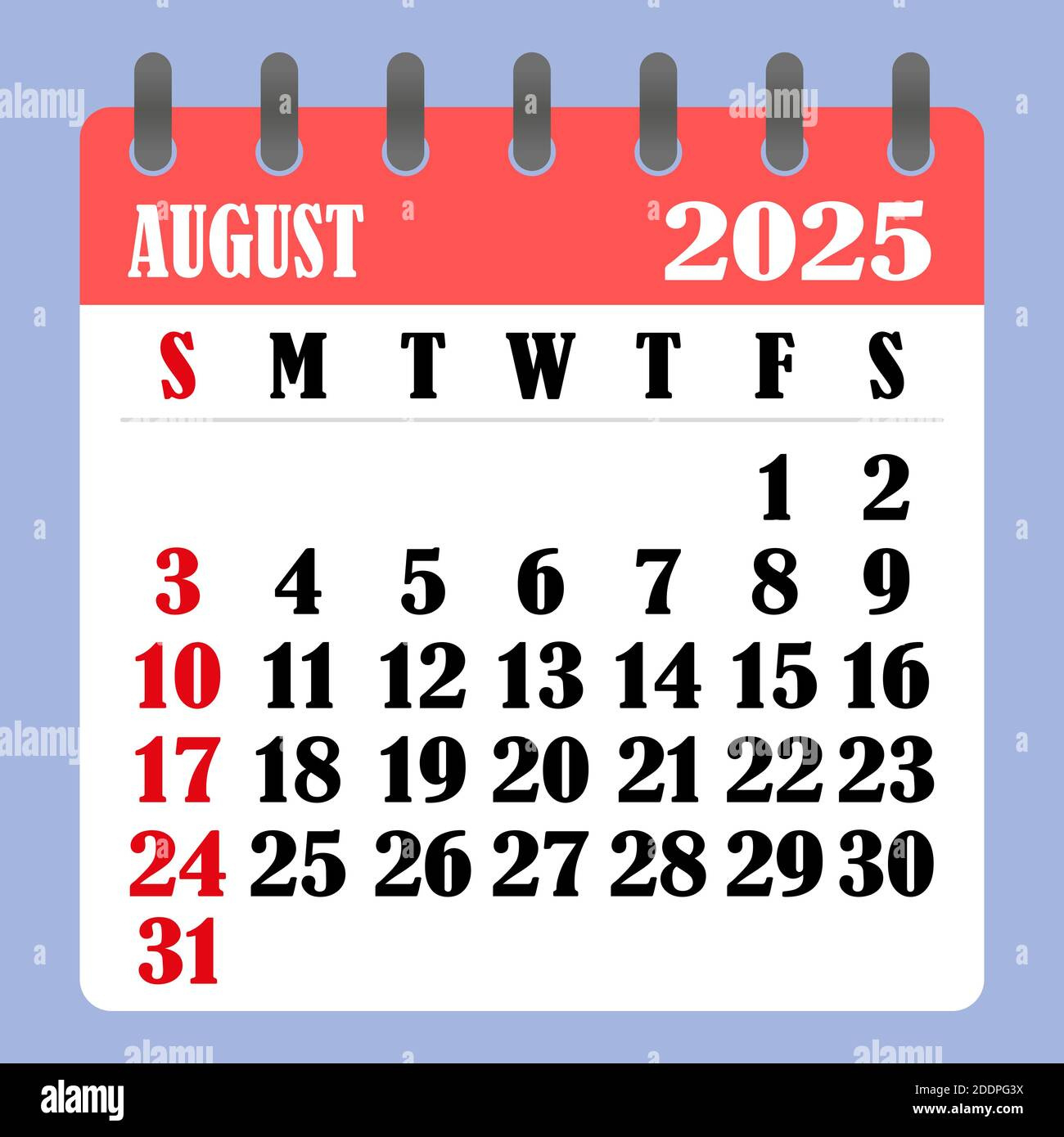 Letter Calendar For August 2025. The Week Begins On Sunday. Time for August Calendar 2025