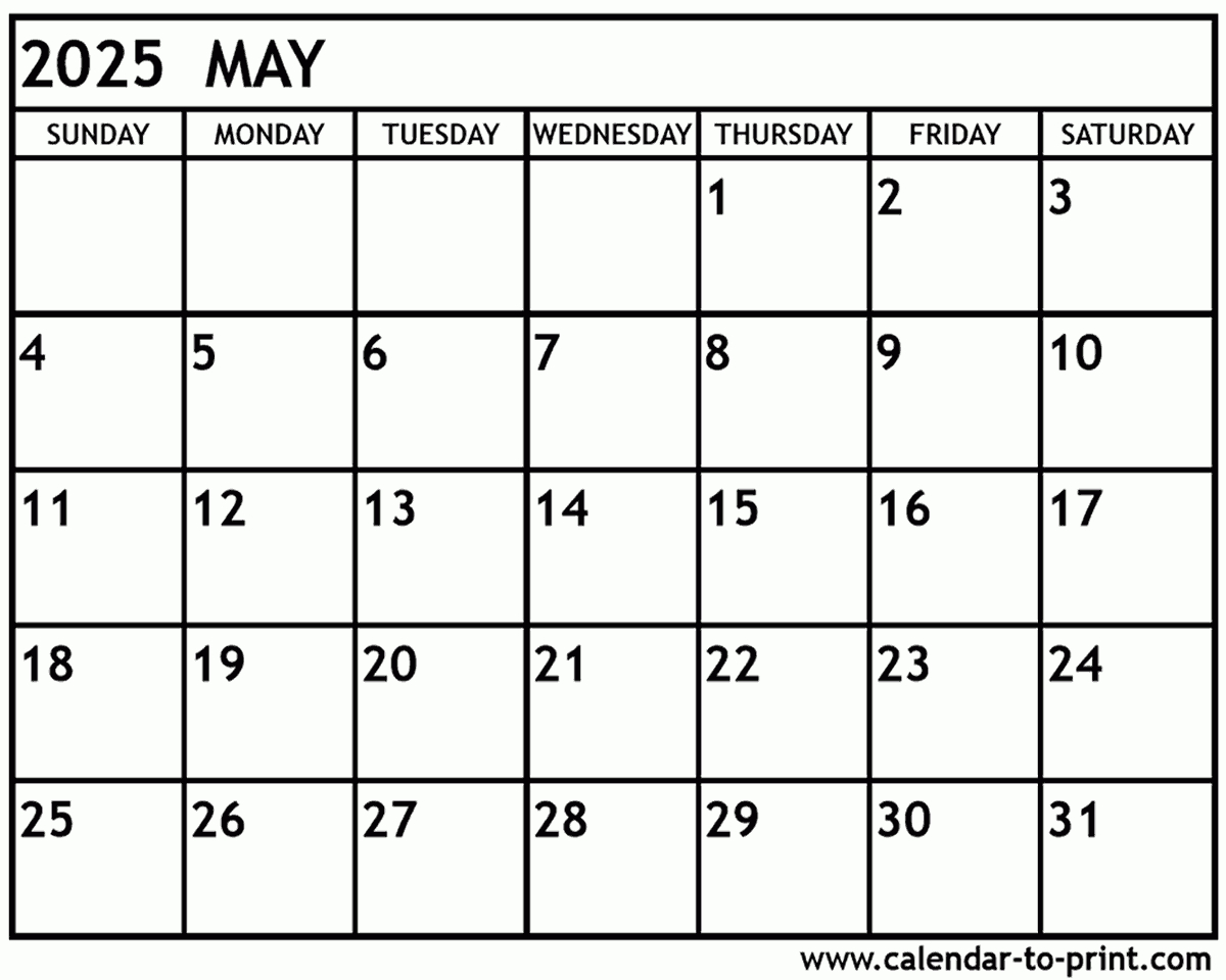 May 2025 Calendar Printable throughout August 2024 May 2025 Calendar Printable