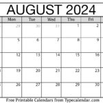 Monthly Calendars (2024)   Free Printable Calendar Throughout Google Calendar   August 2024