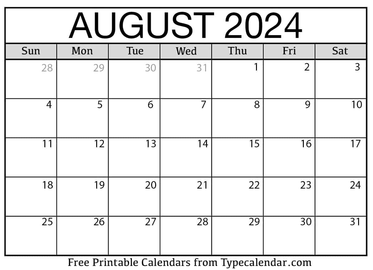 Monthly Calendars (2024) - Free Printable Calendar throughout Google Calendar - August 2024