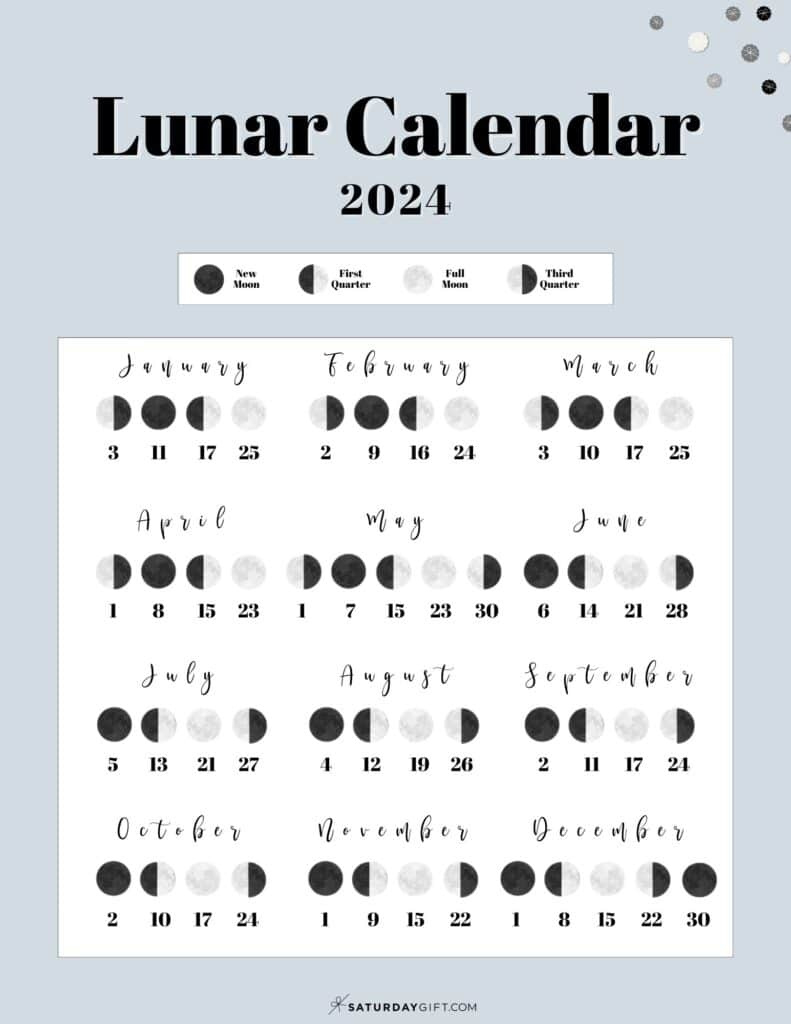 Moon Phase Calendar - Cute &amp;amp; Free Printable 2024 Lunar Calendar regarding Full Moon Calendar August 2024