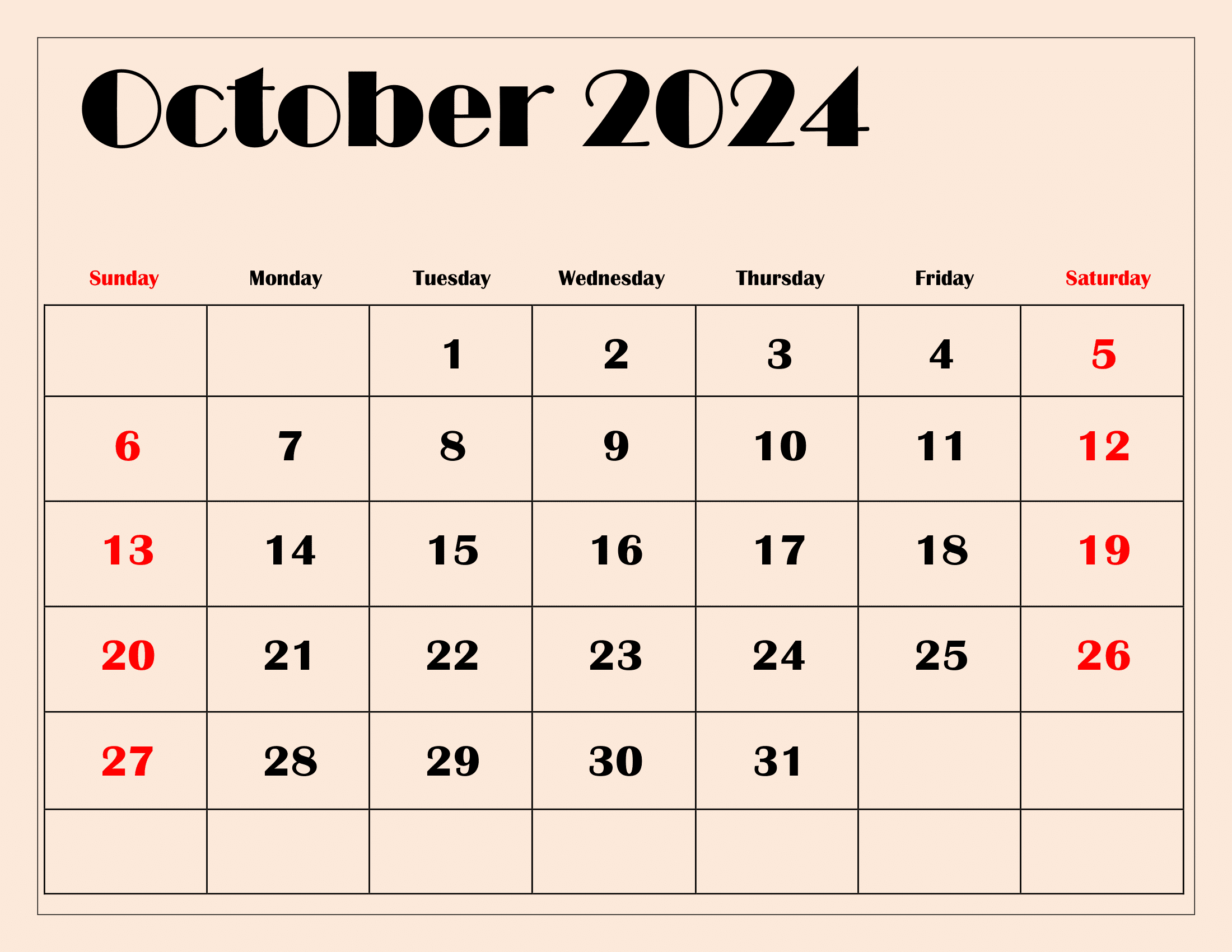 October 2024 Calendar Printable Pdf Free Templates With Holidays in August - October 2024 Calendar