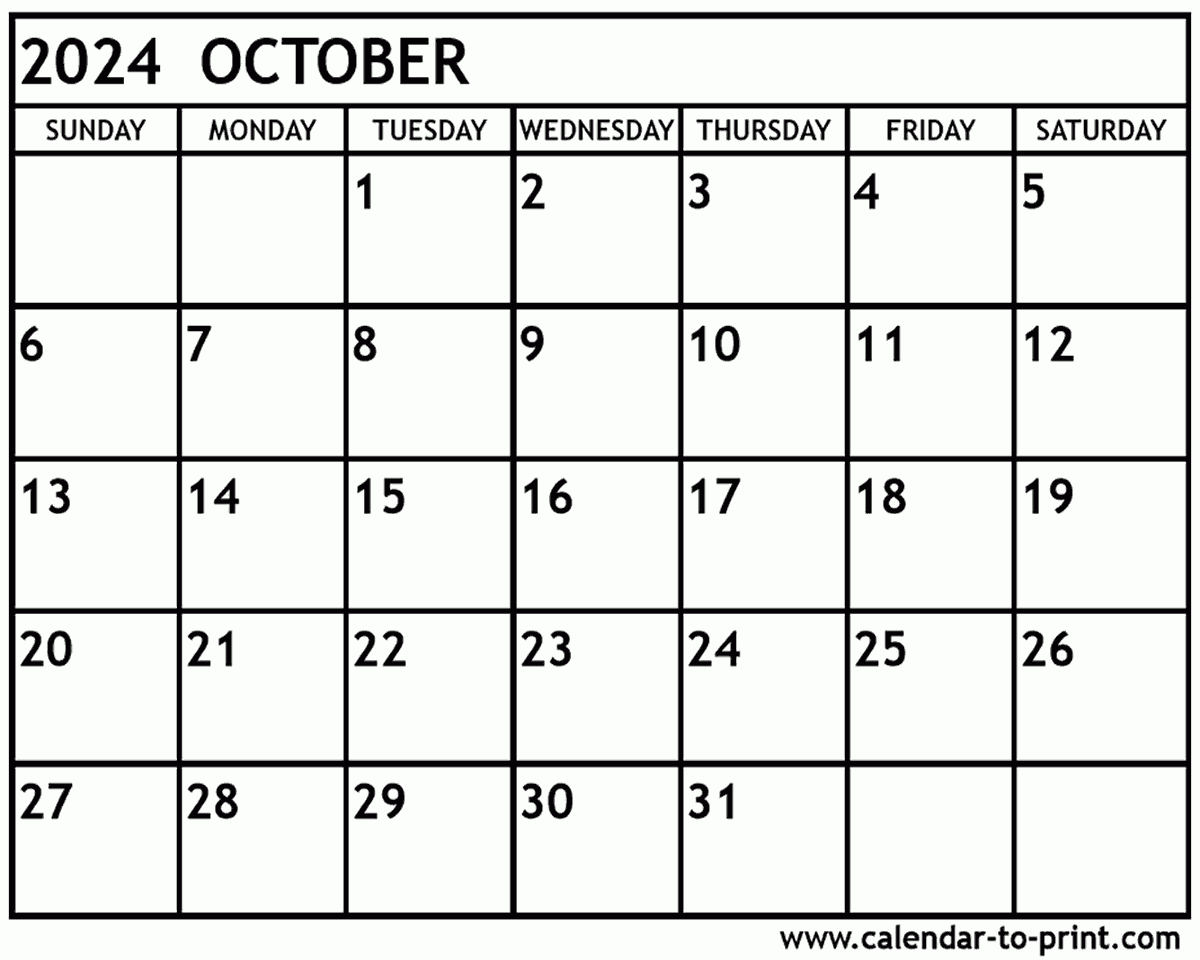 October 2024 Calendar Printable pertaining to August September October 2024 Calendar