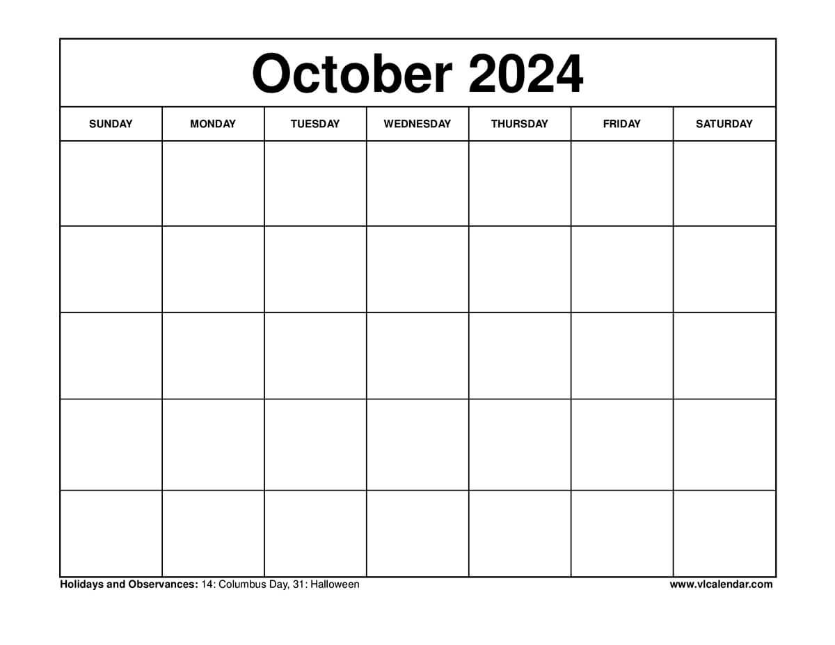 October 2024 Calendar Printable Templates With Holidays for August September October 2024 Calendar Printable