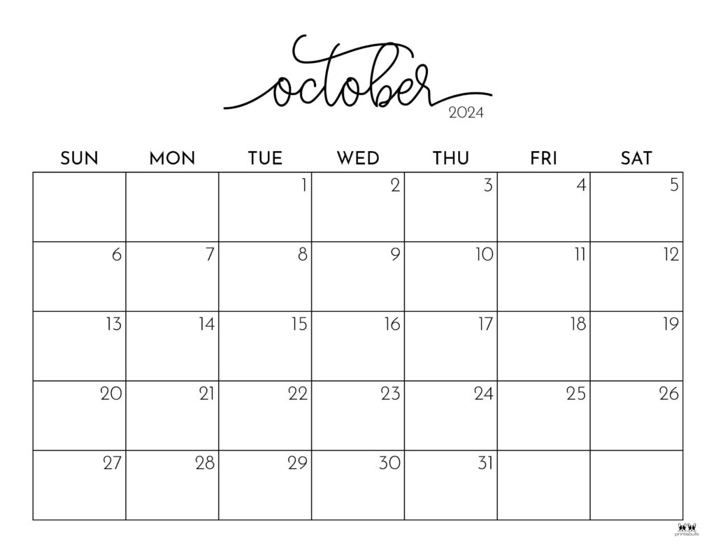 October 2024 Calendars - 50 Free Printables | Printabulls pertaining to August September October 2024 Calendar Printable