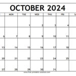 October 2024 Printable Calendar   Free Printable Calendar Pertaining To August September October 2024 Calendar Printable Free