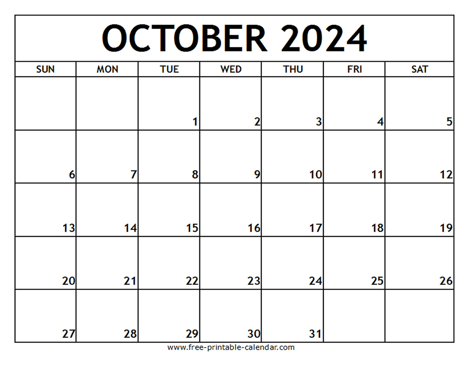 October 2024 Printable Calendar - Free-Printable-Calendar pertaining to August September October 2024 Calendar Printable Free