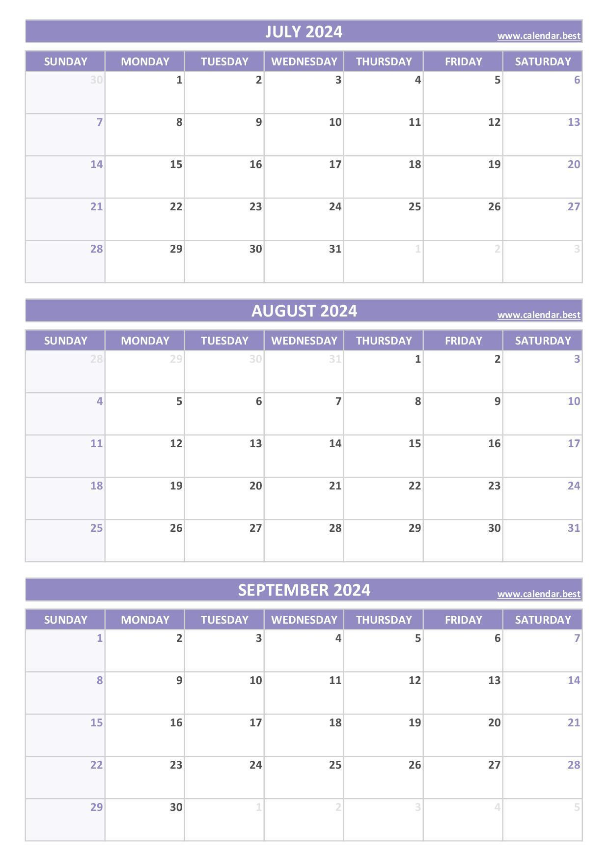 Printable 3Rd Quarter 2024 Calendar pertaining to July August September 2024 Calendar Printable