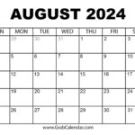 Printable August 2024 Calendar In August 2024 Calendar Image