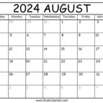 Printable August 2024 Calendar In Printable Calendar August To December 2024