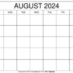 Printable August 2024 Calendar Templates With Holidays For Printable Calendar 2024 August September October