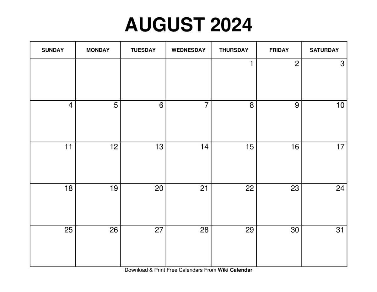 Printable August 2024 Calendar Templates With Holidays inside August And September 2024 Calendar Printable