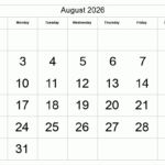 Printable August 2026 Calendar | Free Printable Calendars Pertaining To August 2026 Calendar