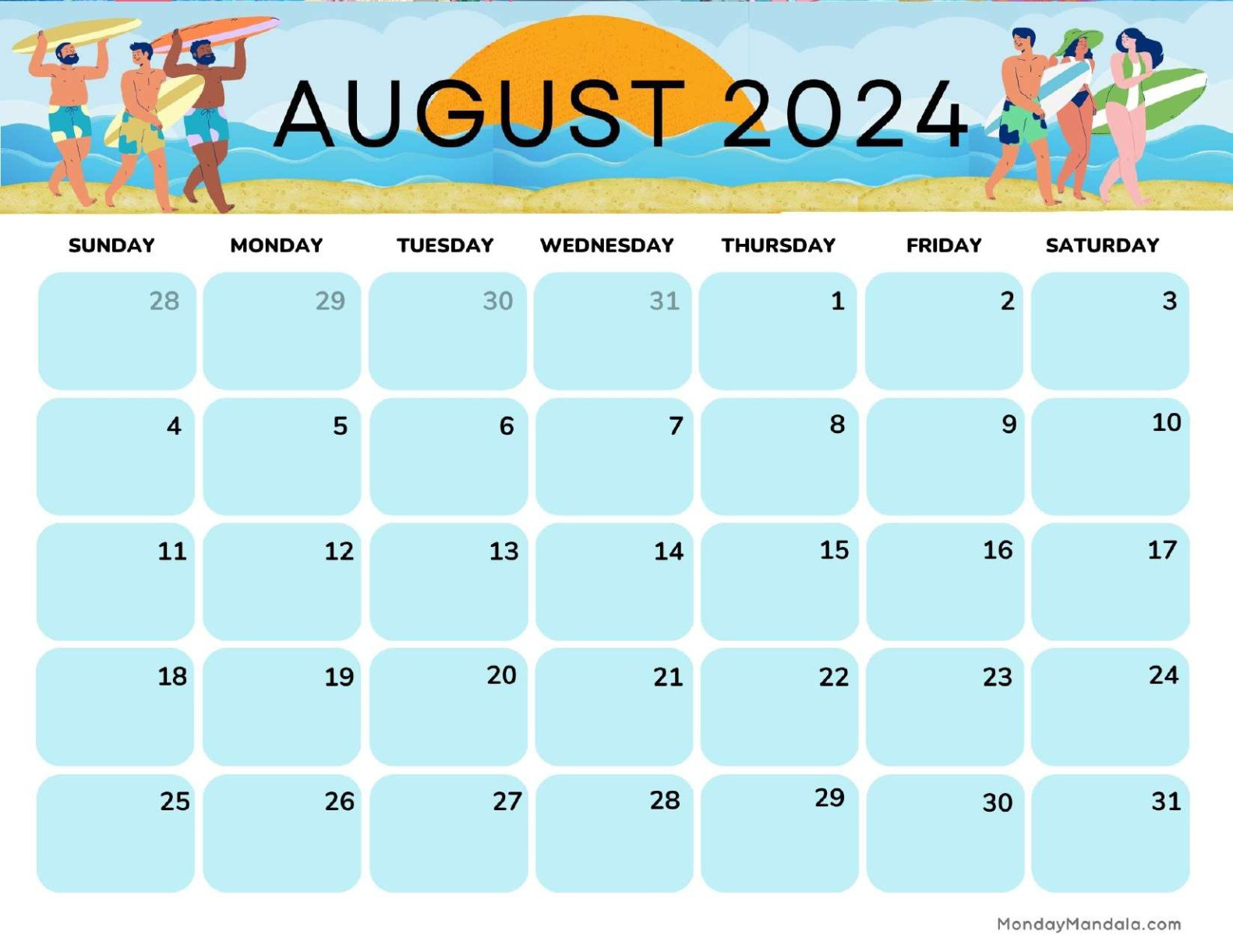 Printable Calendars For 2024 &amp;amp; 2025 (Free Pdfs) regarding Free August Calendar Printable 2024