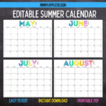 Printable Editable Summer Calendar June, July, August Calendar | June 2024  | July 2024 | August 2024 | Summer Planner Inside June July August 2024 Calendar Editable