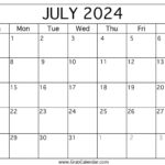 Printable July 2024 Calendar Intended For Calendar For July And August 2024