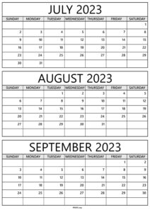 Printable July August September 2024 Calendar Templates with July August September 2024 Calendar Printable