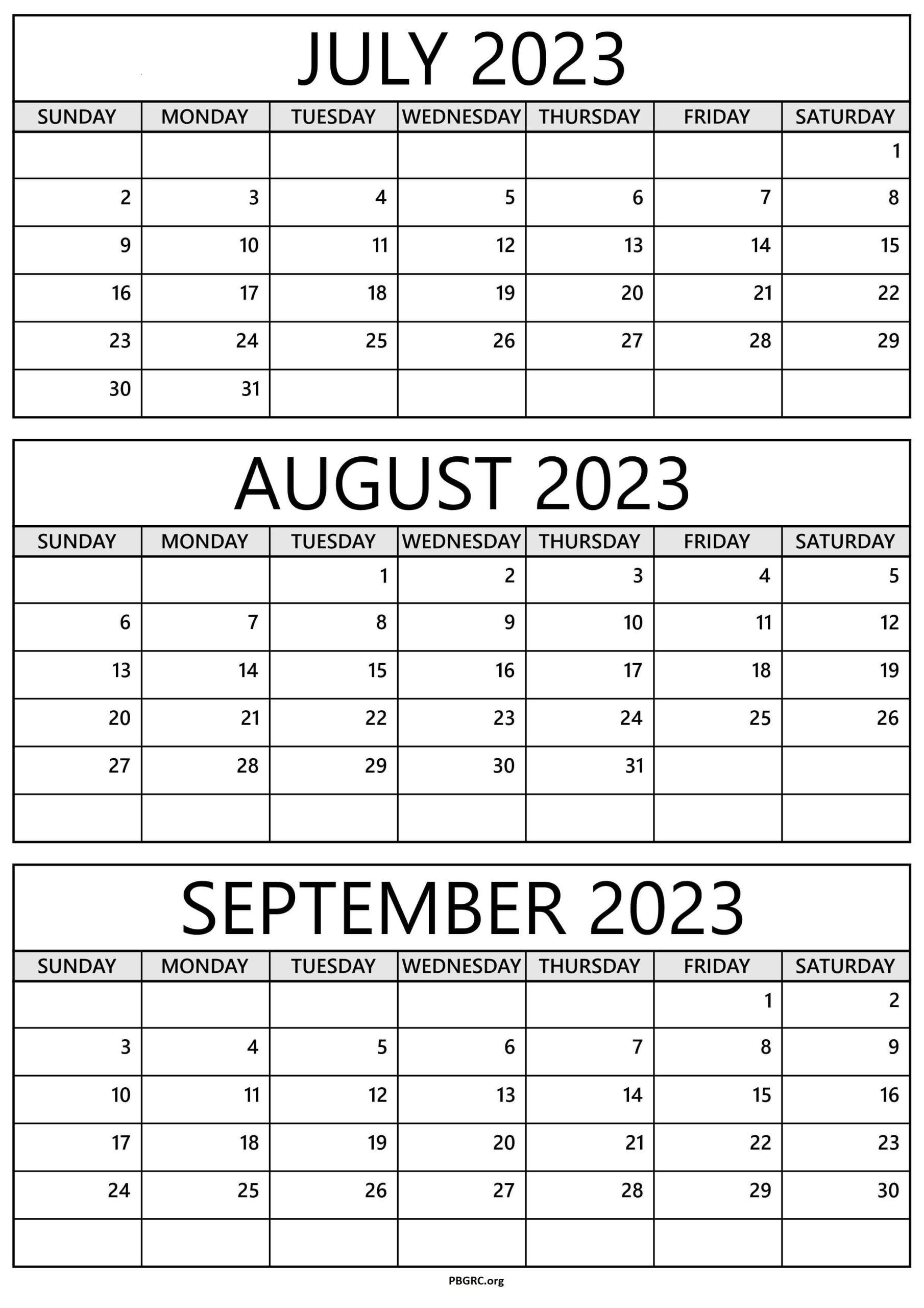 Printable July August September 2024 Calendar Templates with July August September 2024 Calendar Printable