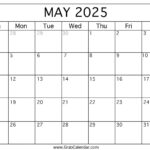 Printable May 2025 Calendar Pertaining To August 2024 May 2025 Calendar Printable