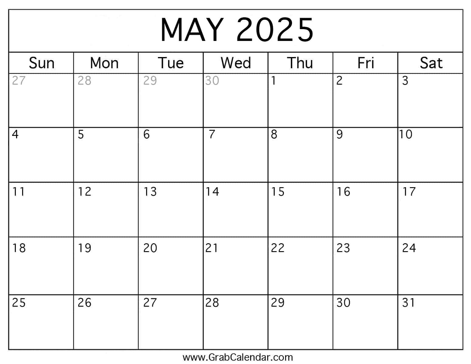 Printable May 2025 Calendar pertaining to August 2024-May 2025 Calendar Printable