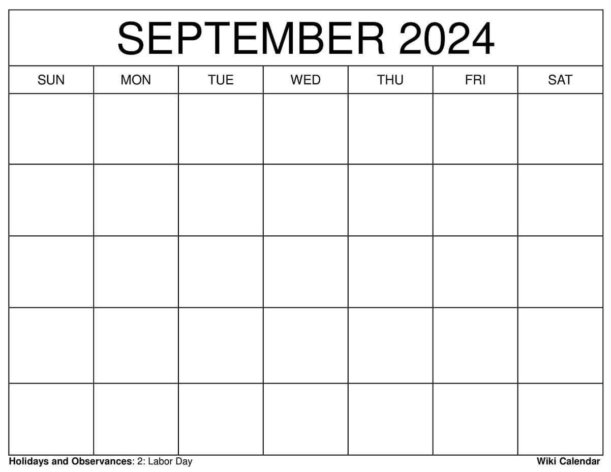 Printable September 2024 Calendar Templates With Holidays in Printable Calendar August And September 2024