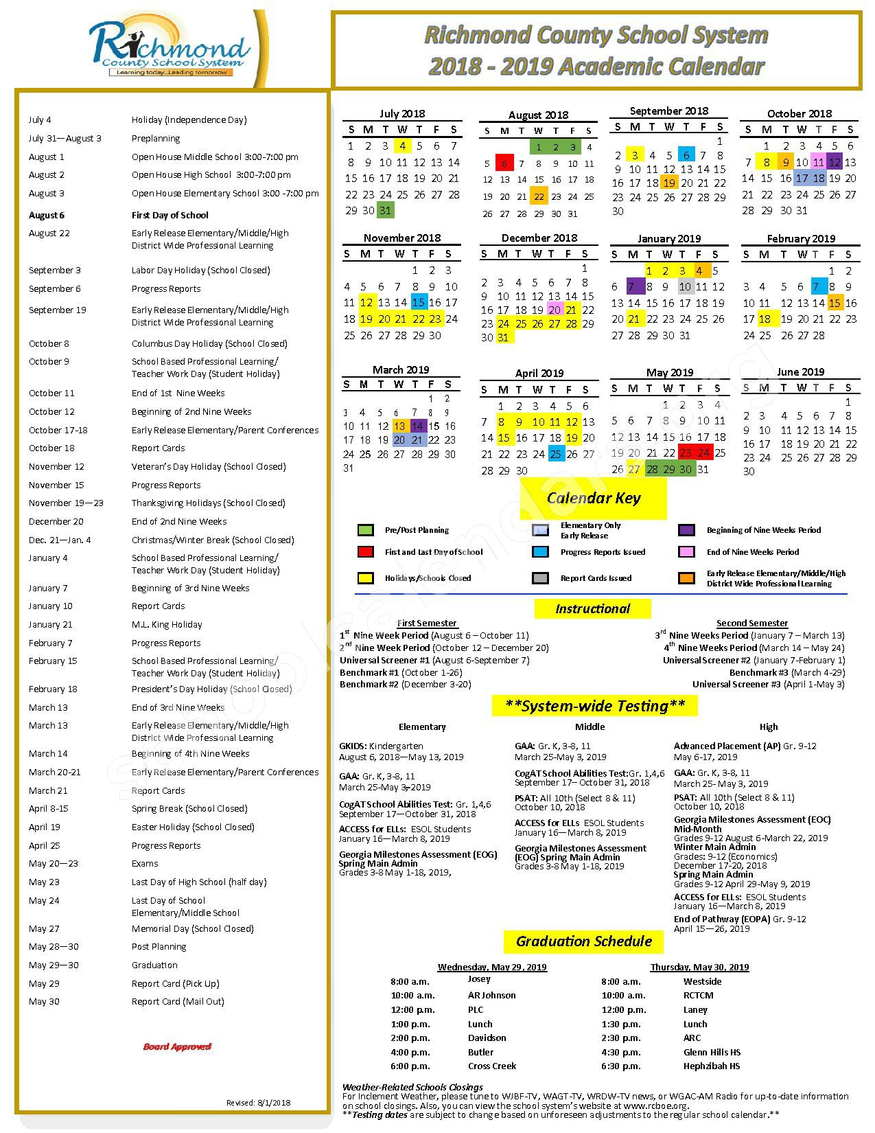 Richmond County Calendar within Augusta County Va School Calendar 24-25 Printable