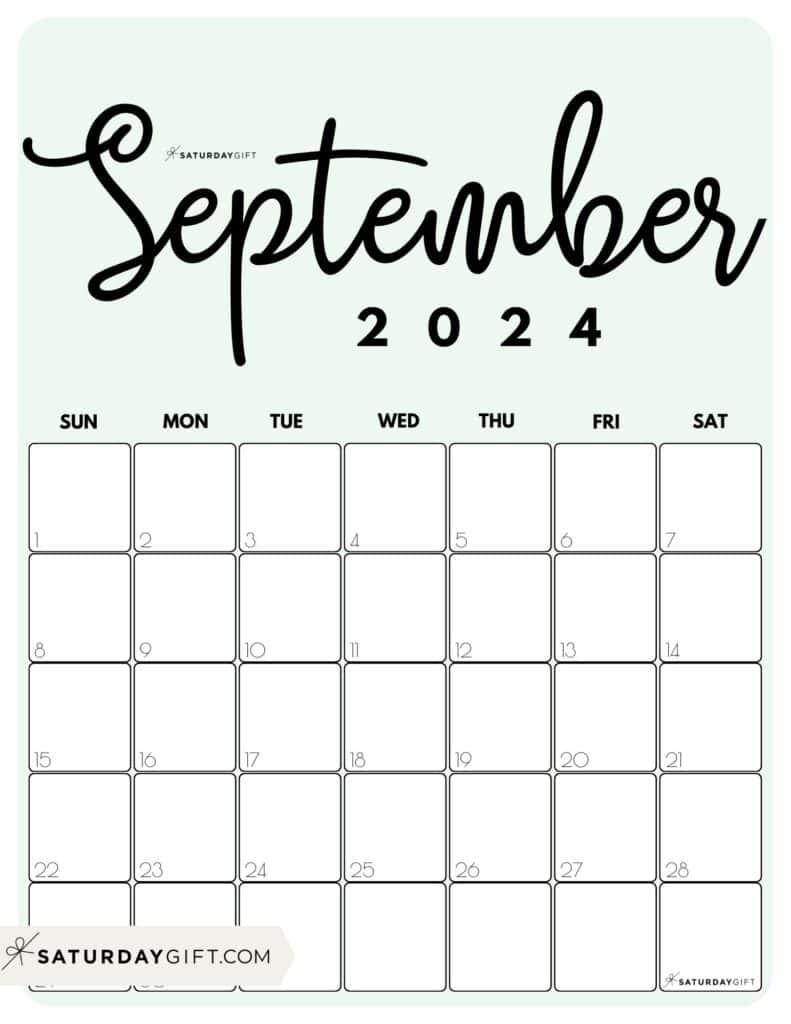 September 2024 Calendar - 20 Cute &amp;amp; Free Printables | Saturdaygift with regard to Printable Monthly Calendar August And September 2024