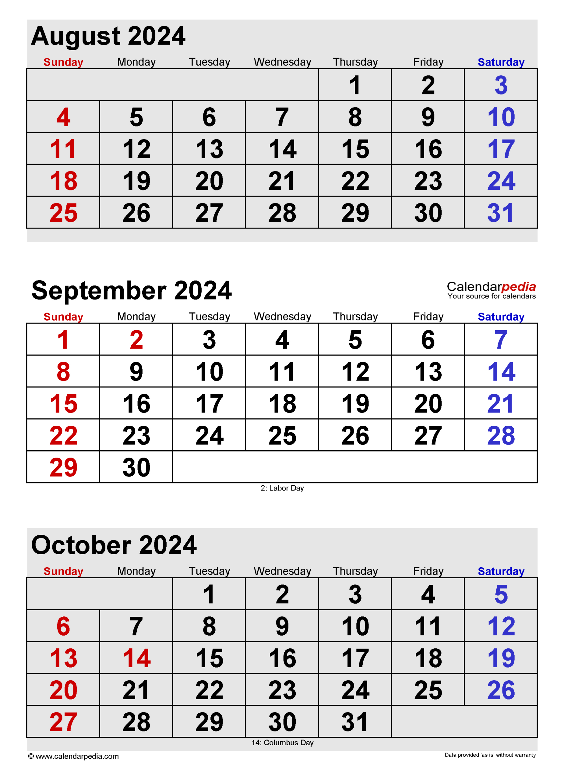 September 2024 Calendar | Templates For Word, Excel And Pdf for August-September 2024 Calendar