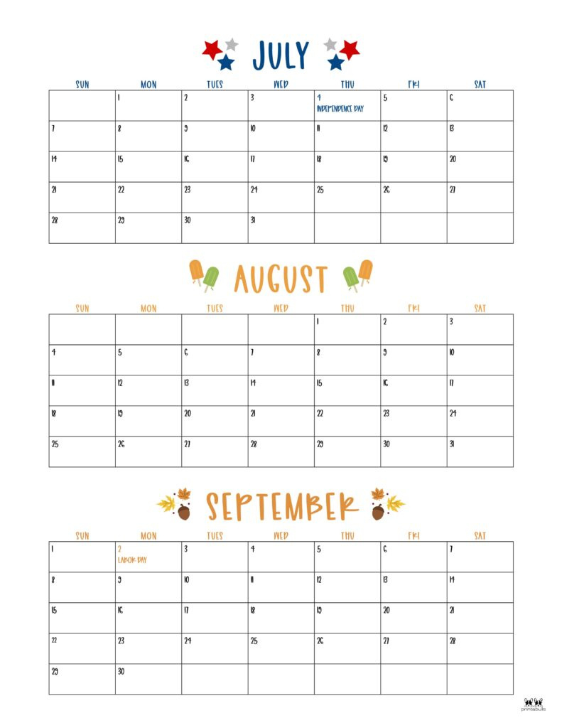 Three Month/Quarterly Calendars - 36 Free Calendars | Printabulls inside Printable 3 Month Calendar 2024 June July August