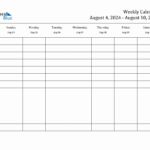 Weekly Calendar   August 4, 2024 To August 10, 2024   (Pdf, Word In August 4 2024 Calendar