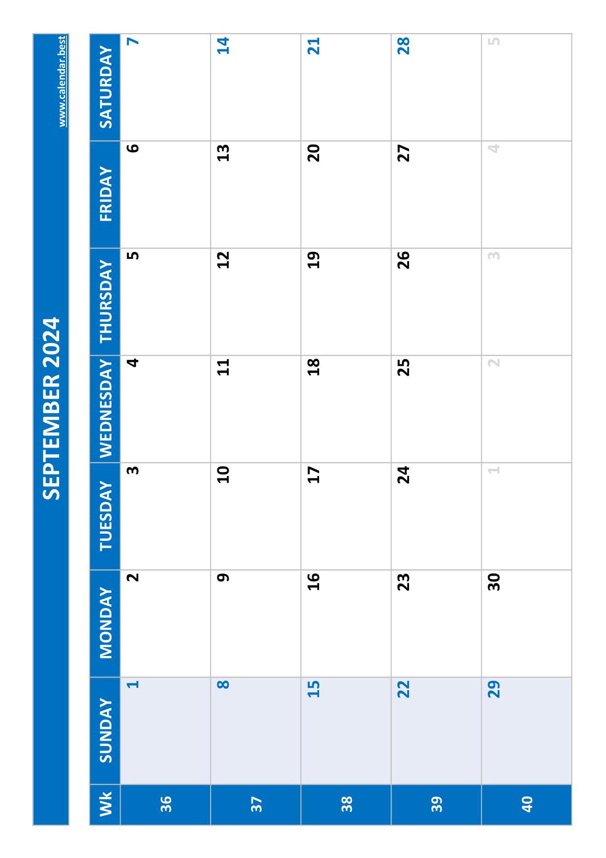 2024 Calendar With Week Numbers (Us And Iso Week Numbers) regarding September 2024 Weekly Calendar