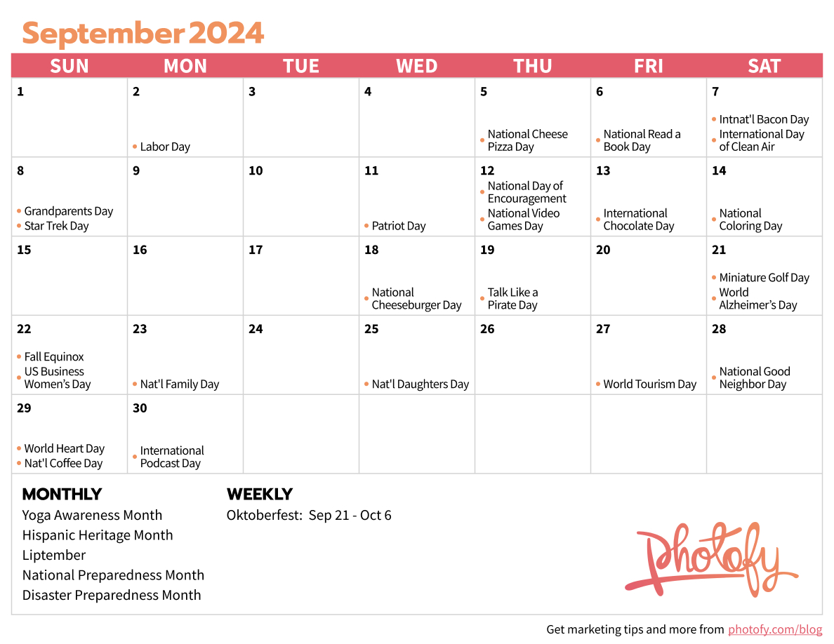 2024 Direct Sales Social Media Calendar - Photofy with September Content Calendar 2024