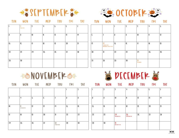 Printable Calendar for September to December 2024