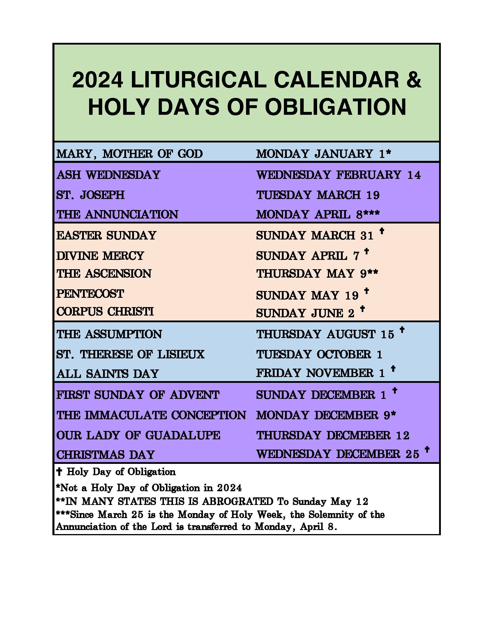 2024 Liturgical Calendar Digital Download for Catholic Calendar September 2024