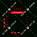 2024 September Month Calendar With Red And Black, Calendar 2024 Inside September 2024 Calendar Clipart