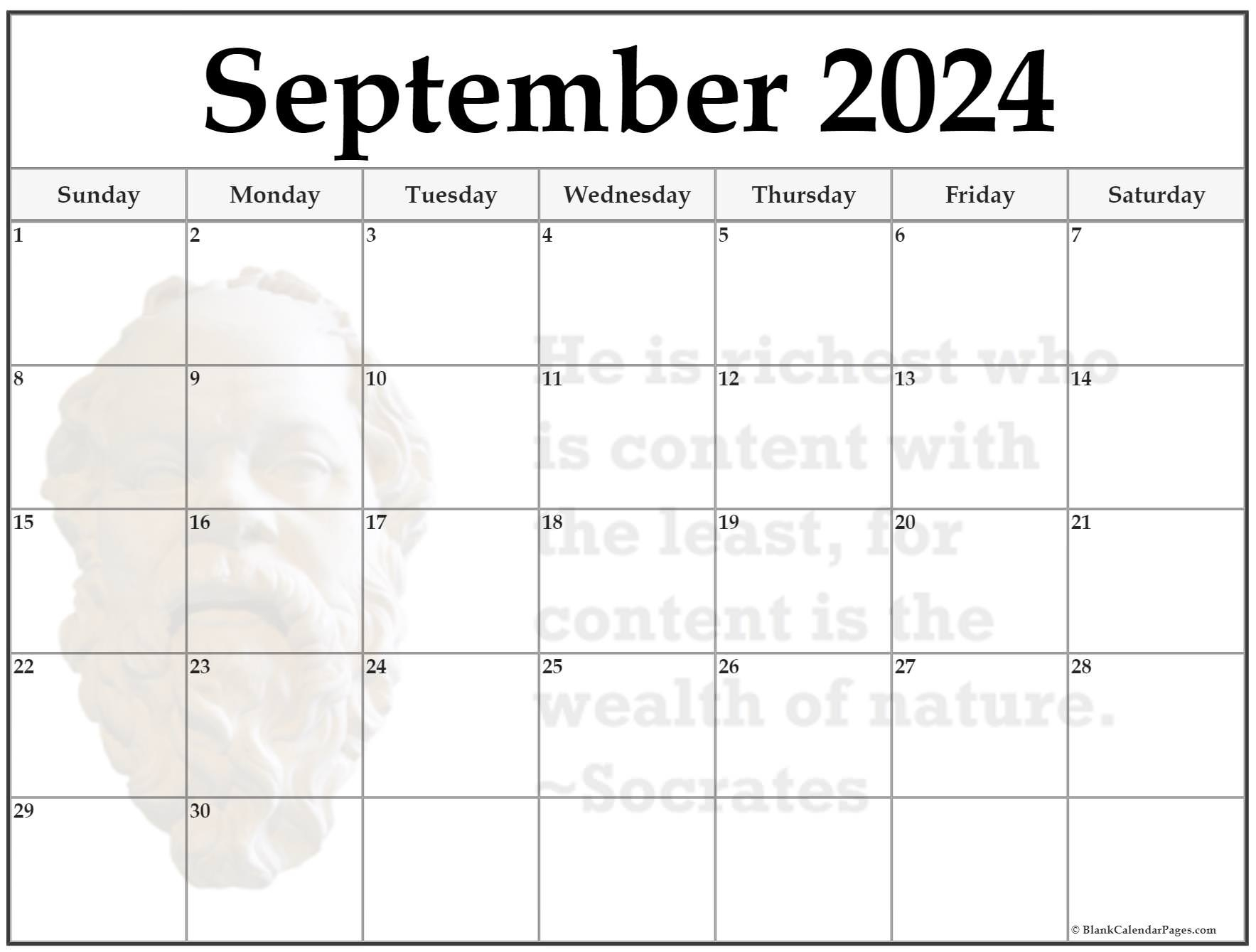 24+ September 2024 Quote Calendars with regard to September 24 Calendar Printable