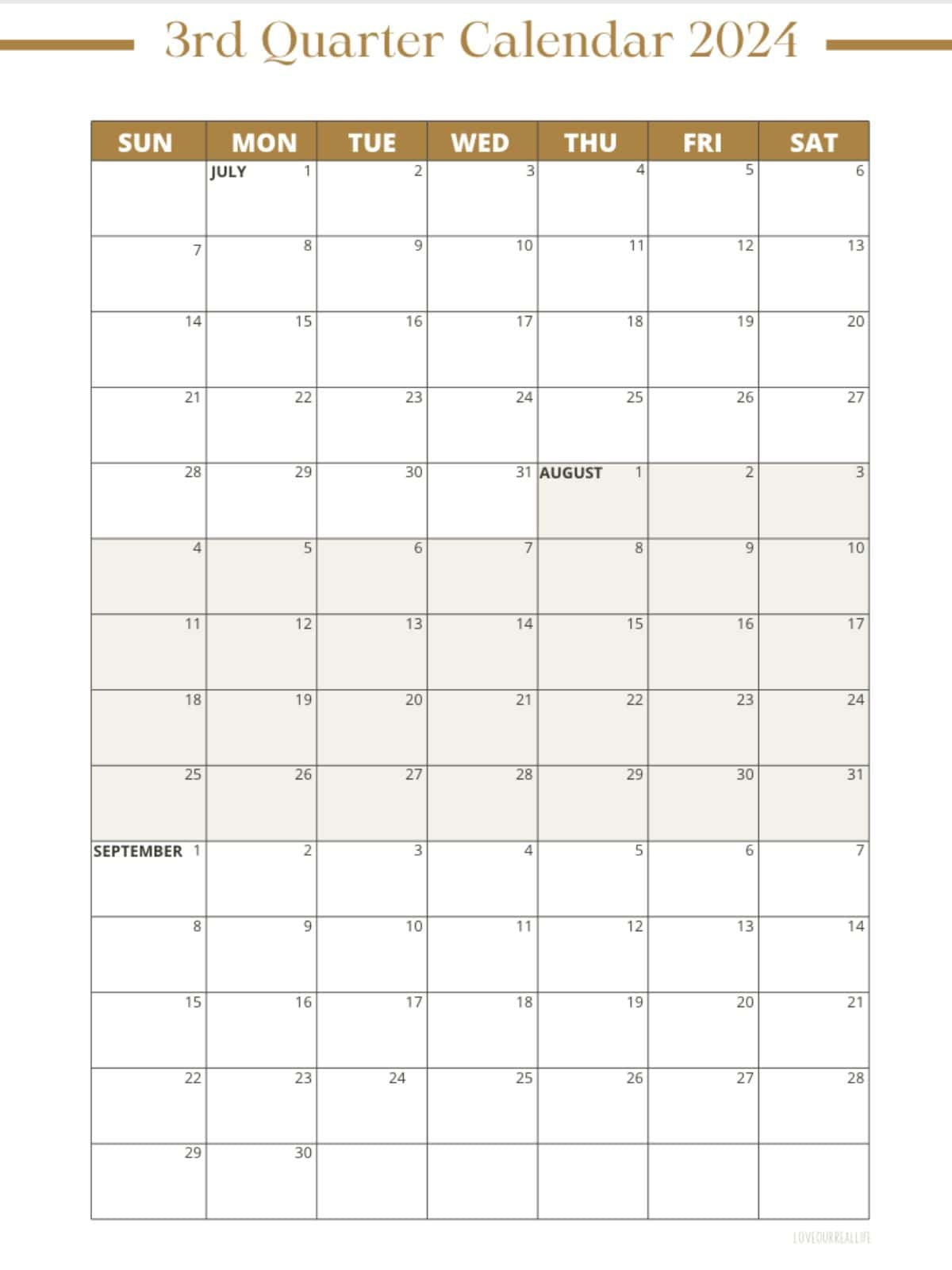 3 Month Calendar Printables: 2024 ⋆ Love Our Real Life within September Waterproof Calendar 2024