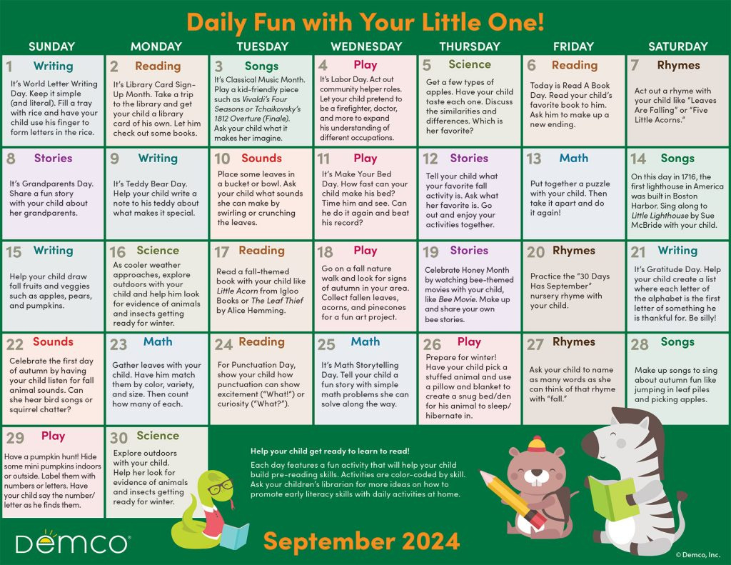 Activity Calendar Archives - Ideas &amp;amp; Inspiration From Demco inside September 2024 Activity Calendar For Seniors