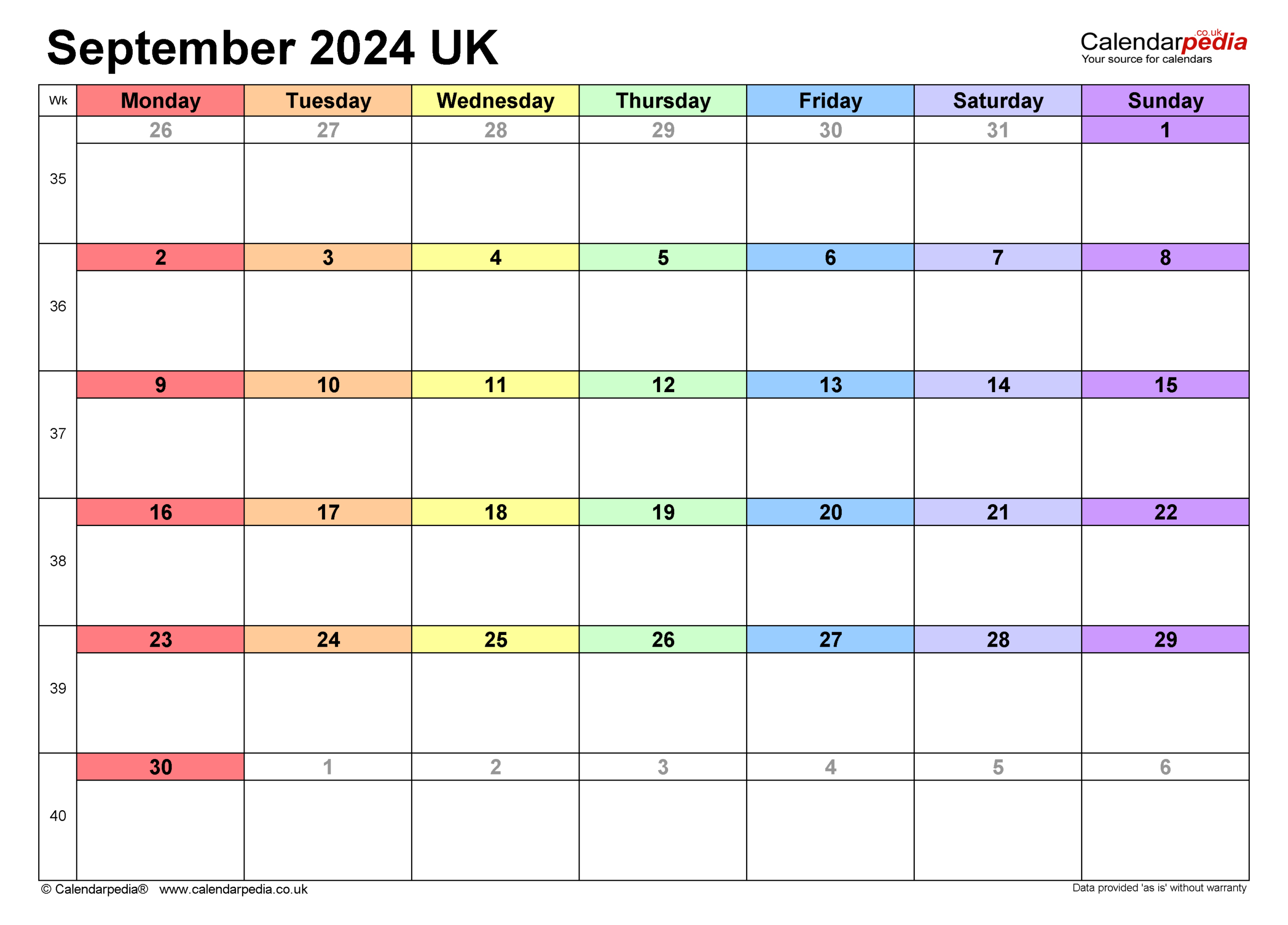 Calendar September 2024 Uk With Excel, Word And Pdf Templates inside View September 2024 Calendar