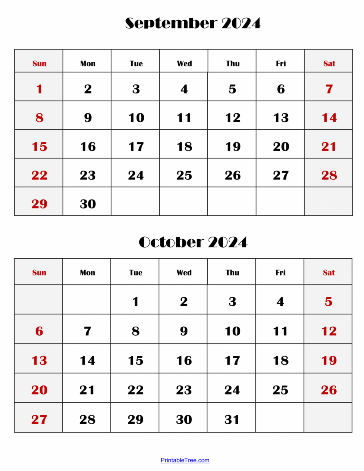 September to October 2024 Calendar