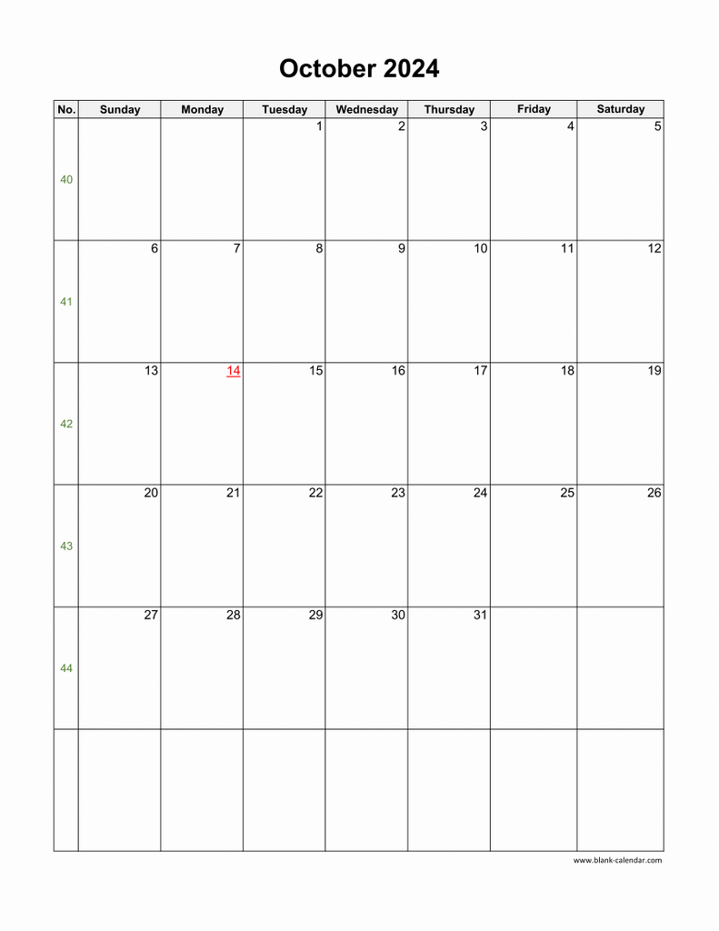 Download October 2024 Blank Calendar (Vertical) regarding September And October 2024 Calendar Printable