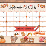 Editable Fillable September 2024 Calendar For Autumn, Fall, Back Pertaining To September Fall 2024 Calendar