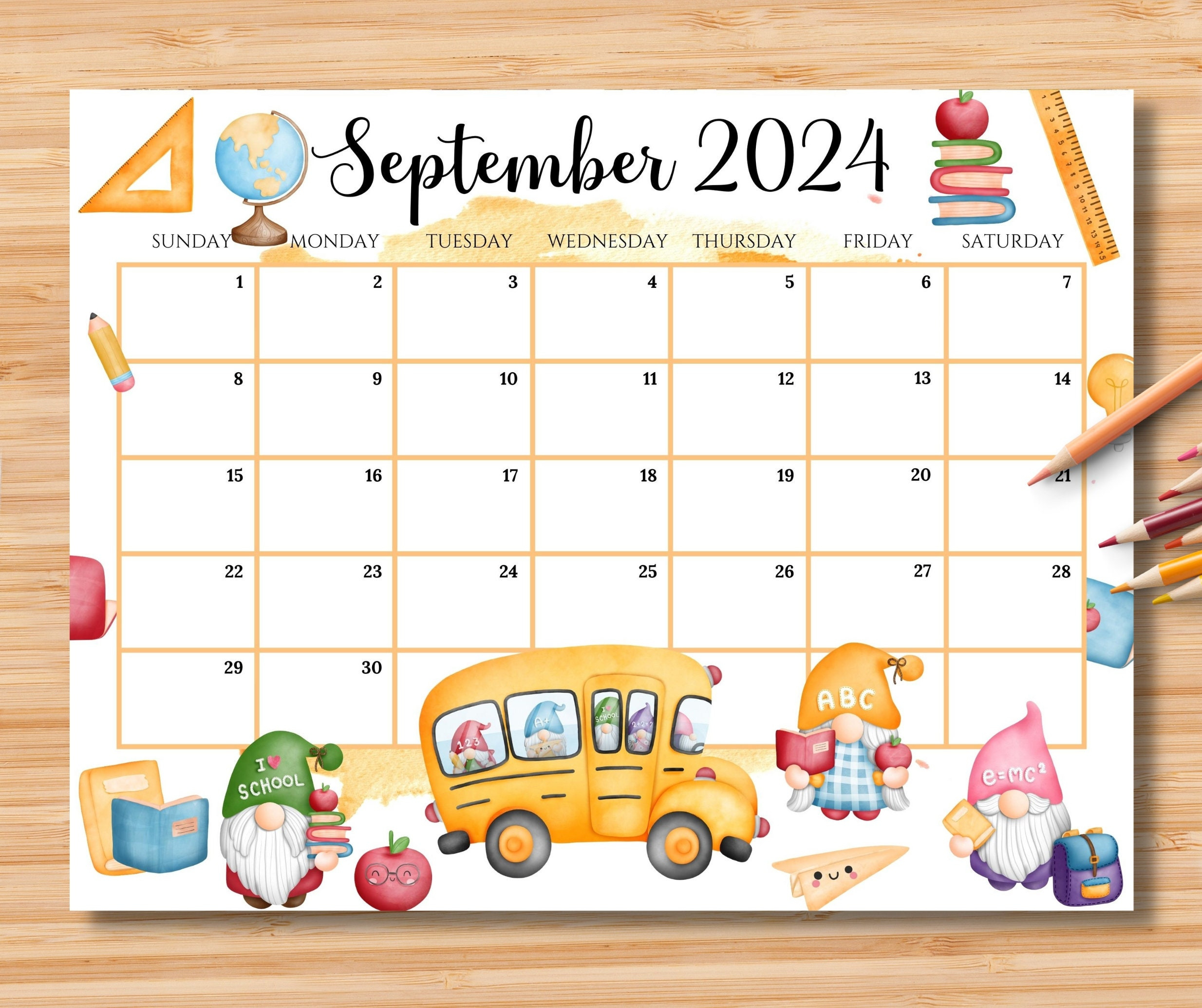 Editable September 2024 Calendar, Back To School Planner With Cute for Cute Calendar September 2024