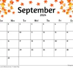 Free Printable & Fillable September Calendar 2024 For Free Calendar September 2024 Printable