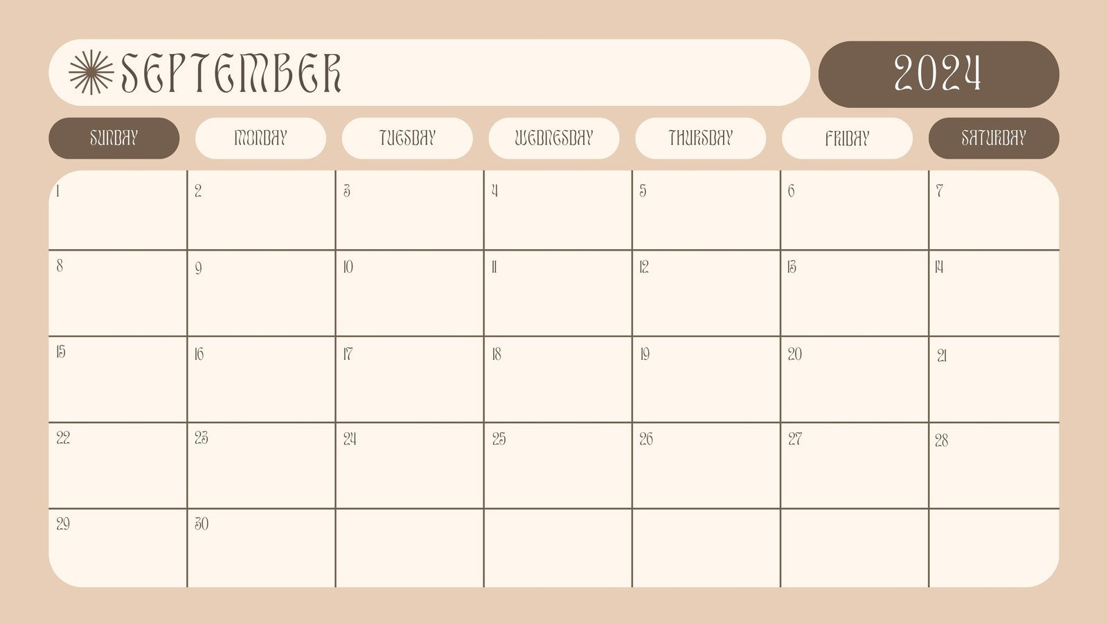 Free Printable September 2024 Calendar Templates | Canva pertaining to September 2024 Calendar Ideas