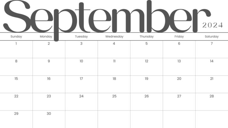 Show Me The Calendar of September 2024